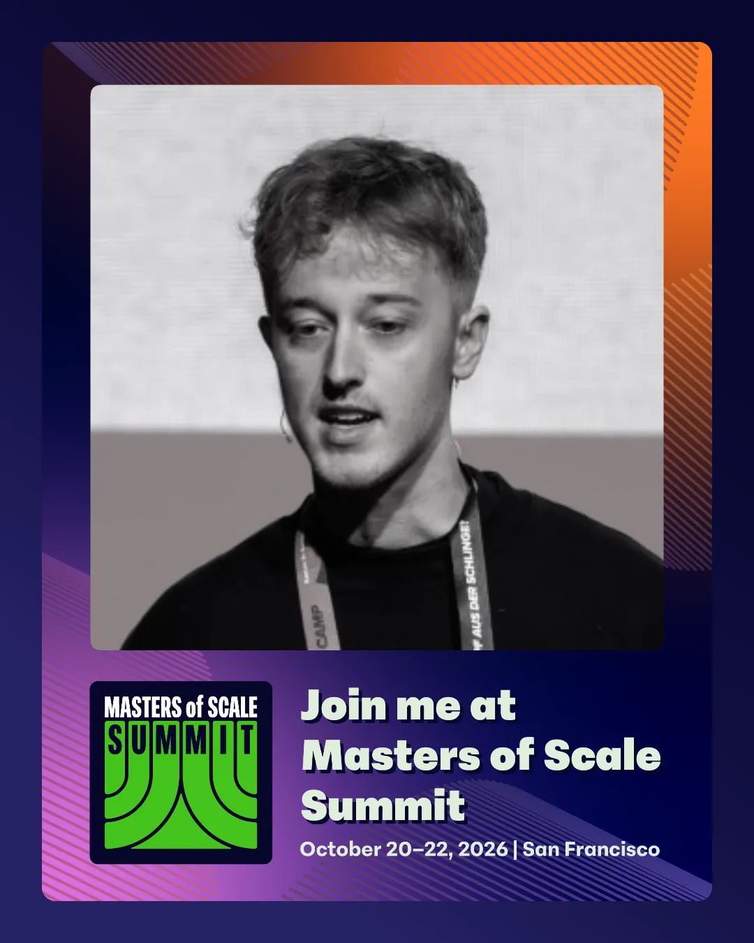 Masters of Scale Summit graphic made with Go Spread: a personal photo inside the event's branded design